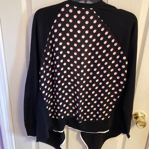 Elle Polka Dot Open Cardigan Size Large Black Red White - Picture 7 of 7